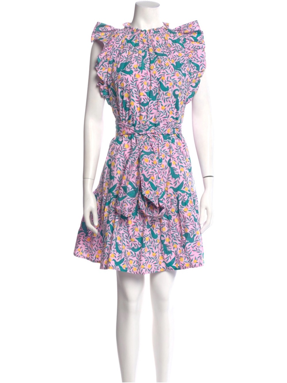 Banjanan Floral Print Mini Dress, Pink yellow & blue, Size XS 100% Cotton - Picture 3 of 13